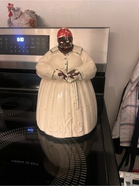 Mccoy Cream Cookie Jar with Red and Green Accents